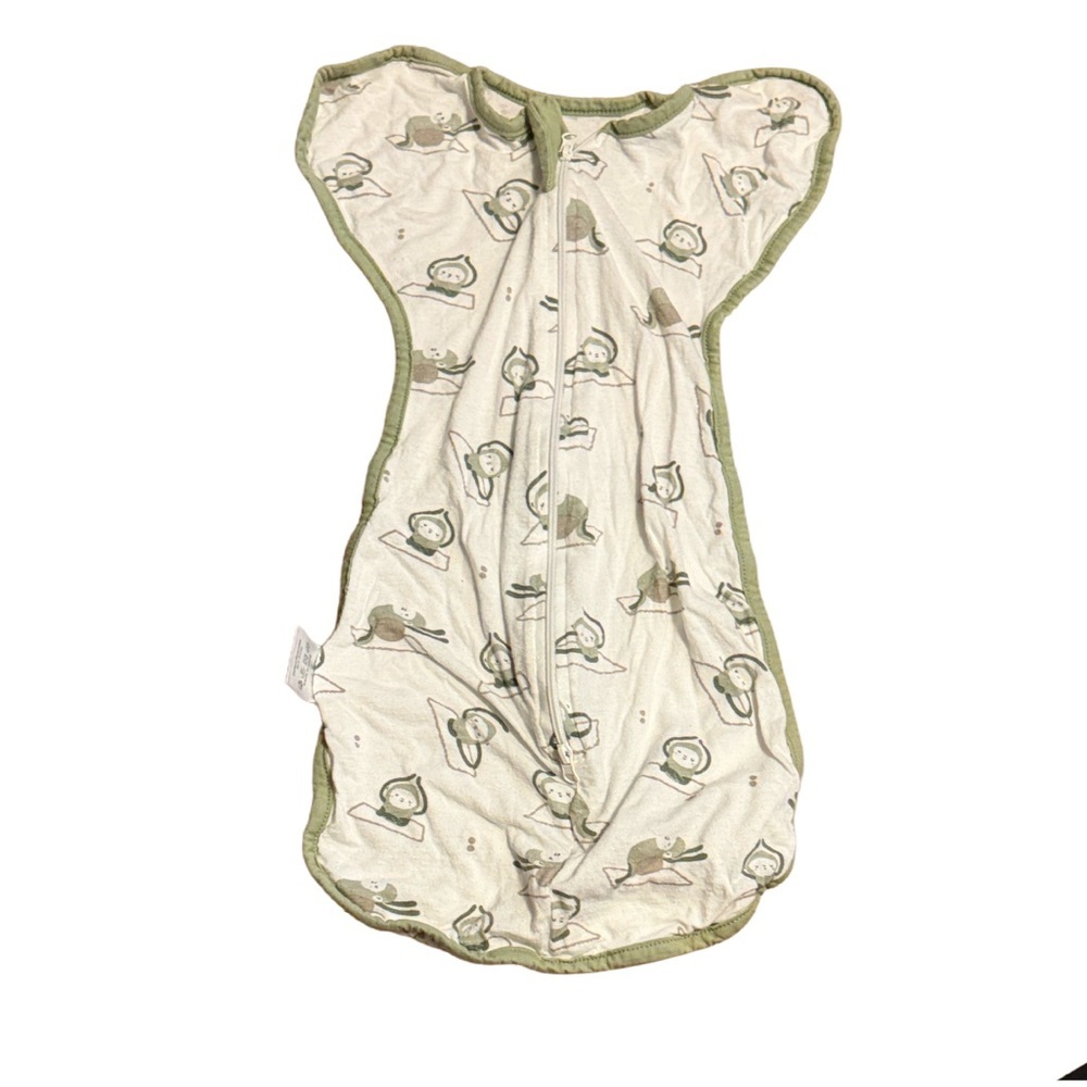Baby Pajamas with Green White Monkey zip up kids sleep sack swaddle